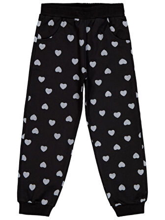 Civil Girls Kalp Baskılı 6-9 Yaş Eşofman Altı - Siyah8-9 Yaş