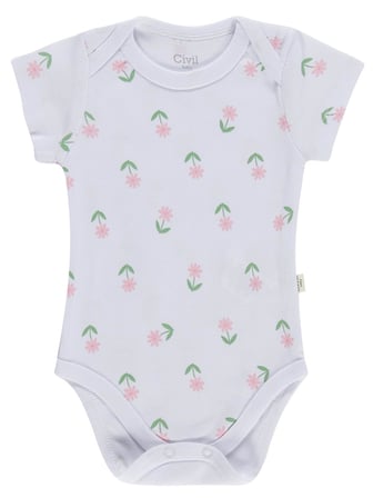 Civil Baby Çiçek Empirmeli 5 Li 0-36 Ay Çıtçıtlı Badi - Pembe
