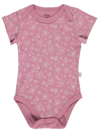 Civil Baby Çiçek Empirmeli 5 Li 0-36 Ay Çıtçıtlı Badi - Pembe