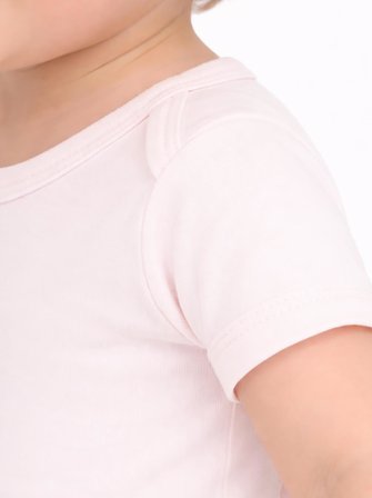 Civil Baby 3 lü Basıc Kısa Kol 0-36 Ay Çıtçıtlı Badi - Pudra