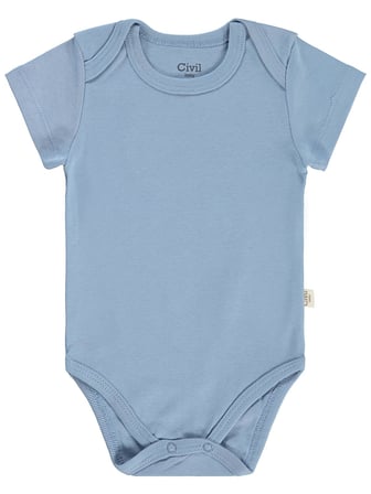 Civil Baby 3 lü Basıc Kısa Kol 0-36 Ay Çıtçıtlı Badi - Pudra