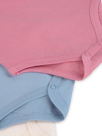 Civil Baby 3 lü Basıc Kısa Kol 0-36 Ay Çıtçıtlı Badi - Pudra