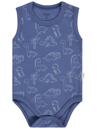 Civil Baby 5 li Dinazor Empirmeli Sıfır Kol 0-36 Ay Çıtçıtlı Badi - Yeşil