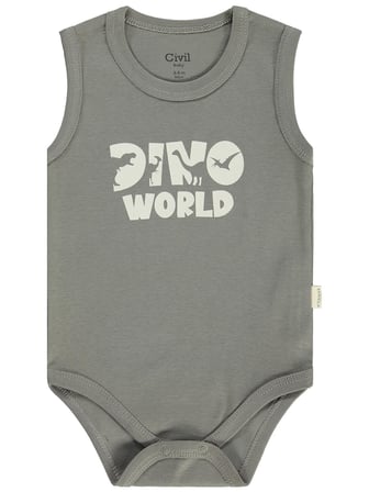 Civil Baby 5 li Dinazor Empirmeli Sıfır Kol 0-36 Ay Çıtçıtlı Badi - Yeşil