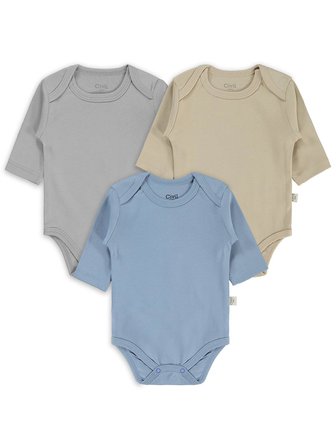 Civil Baby Basıc 3 Lü 0-36 Ay Çıtçıtlı Badi - Kahverengi 2-3 Yaş