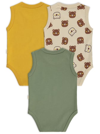 Civil Baby Ayıcık Empirmeli 3 Lü 0-36 Ay Çıtçıtlı Badi - Bej 12-18 Ay