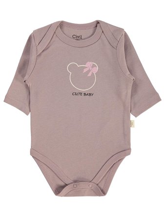 Civil Baby Ayıcık Empirmeli 3 Lü 0-36 Ay Çıtçıtlı Badi - Bej 2-3 Yaş