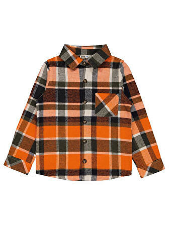 Civil Boys Tek Cepli Ekoseli 6-9 Yaş Gömlek - Turuncu6-7 Yaş