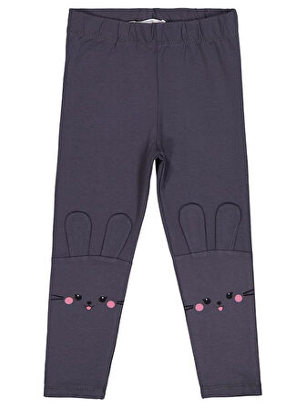 Civil Girls Tavşan Nakışlı 2-5 Yaş Tayt - Gri 4-5 Yaş