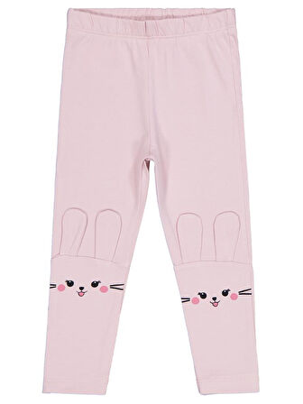 Civil Girls Tavşan Nakışlı 2-5 Yaş Tayt - Pembe 3-4 Yaş