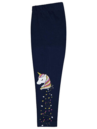 Civil Girls Unicorn Baskılı 2-5 Yaş Tayt - Lacivert 2-3 Yaş
