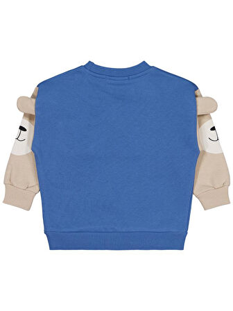 Civil Boys Kolları Ayı Baskılı 2-5 Yaş Sweatshirt - Mavi 2-3 Yaş
