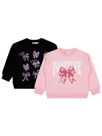Civil Girls Fiyonk Baskılı 2'li Set 2-5 Yaş Sweatshirt - Standart