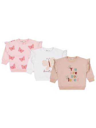 Civil Girls Kelebek Baskılı 3'lü Set 2-5 Yaş Sweatshirt - Standart