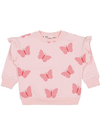 Civil Girls Kelebek Baskılı 3'lü Set 2-5 Yaş Sweatshirt - Standart