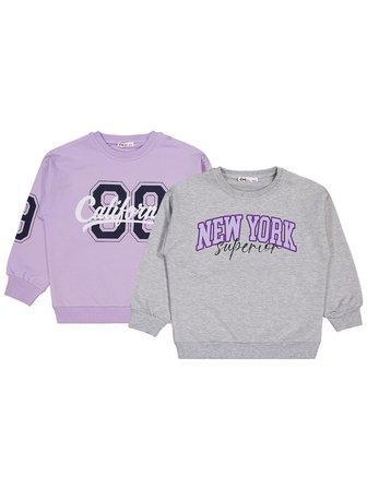 Civil Girls New York Baskılı 2'li Set 6-9 Yaş Sweatshirt - Standart