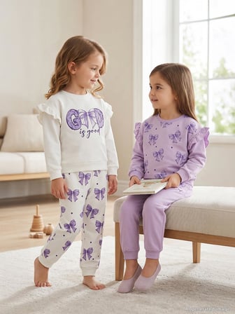 Civil Girls Fiyonk Baskılı 2'li Set 2-5 Yaş Takım - Standart