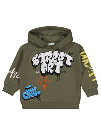 Civil Boys Street Art Baskılı 2-5 Yaş Sweatshirt - Haki3-4 Yaş