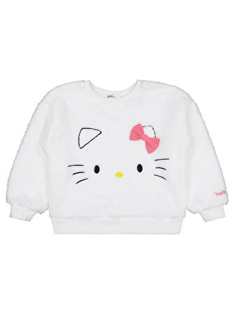 Hello Kitty 6-9 Yaş Sweatshirt - Ekru 9-10 Yaş