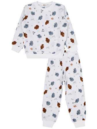 Civil Girls Yaprak Desen 2-5 Yaş Pijama Takımı - Ekru 4-5 Yaş