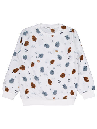Civil Girls Yaprak Desenli 10-13 Yaş Pijama Takımı - Ekru 12-13 Yaş