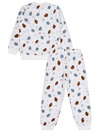Civil Girls Yaprak Desen 6-9 Yaş Pijama Takımı - Ekru 9-10 Yaş