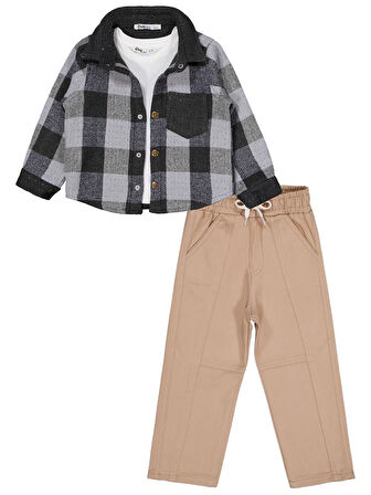 Civil Boys Oduncu Gömlekli 3'lü 2-5 Yaş Takım - Haki 4-5 Yaş