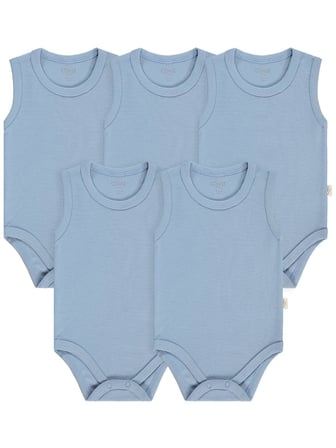 Civil Baby Organik 5 li Sıfır Kol  Çıtçıtlı Badi - Mavi 0-1 Ay