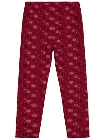 Civil Girls Kar Tanesİ Desen 6-9 Yaş Tayt - Bordo 8-9 Yaş