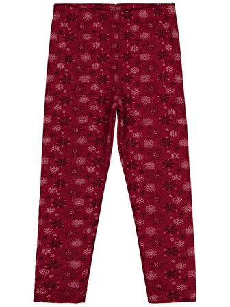 Civil Girls Kar Tanesİ Desen 6-9 Yaş Tayt - Bordo 8-9 Yaş