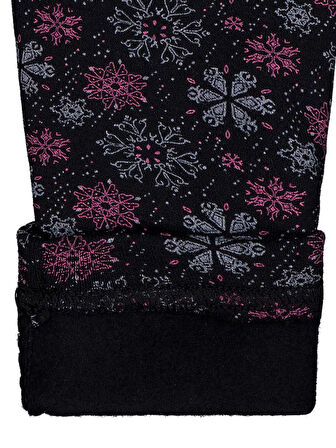 Civil Girls Kar Tanesİ Desen 6-9 Yaş Tayt - Siyah 6-7 Yaş