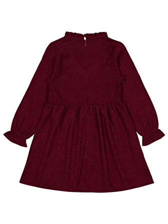 Civil Girls Fiyonklu 6-9 Yaş Elbise - Bordo 7-8 Yaş