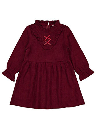 Civil Girls Fiyonklu 2-5 Yaş Elbise - Bordo 2-3 Yaş