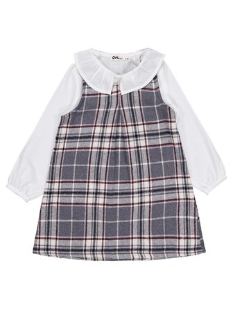 Civil Girls Bebe Yaka 2-5 Yaş Elbise - Gri