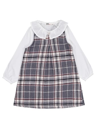 Civil Girls Bebe Yaka 2-5 Yaş Elbise - Gri