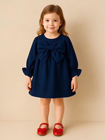 Civil Girls Fiyonklu 2-5 Yaş Elbise - Lacivert 4-5 Yaş