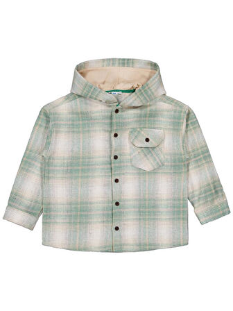 Civil Boys Kapşonlu Ekose 6-9 Yaş Gömlek - Haki 6-7 Yaş