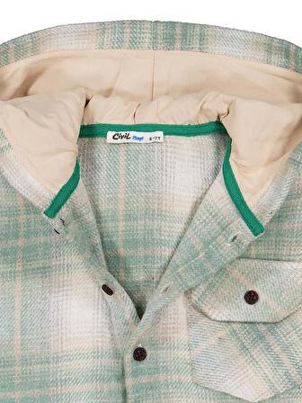 Civil Boys Kapşonlu Ekose 6-9 Yaş Gömlek - Haki 7-8 Yaş