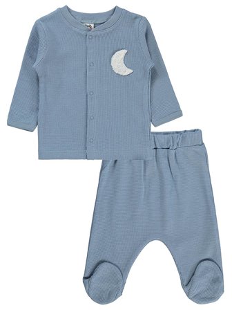 Civil Baby Hilal Baskılı 1-9 Ay Pijama Takımı - Mavi