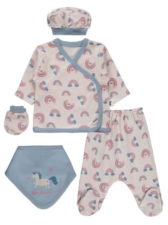 Civil Baby Gökkuşağı Empirme  Zıbın Takımları - Bej