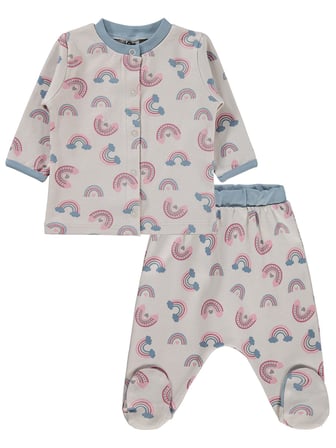 Civil Baby Gökkuşağı Empirme 1-9 AY Pijama Takımı - Bej