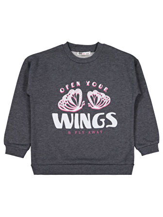 Civil Girls Wings Baskılı 6-9 Yaş Sweatshirt - Gri 9-10 Yaş