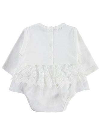 Civil Baby Fırfır Tüllü 3-12 Ay Çıtçıtlı Badi - Ekru 12-18 Ay