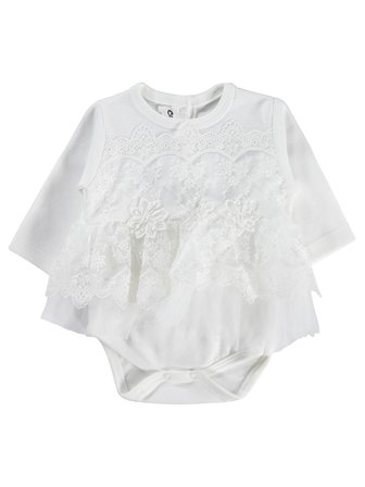 Civil Baby Fırfır Tüllü 3-12 Ay Çıtçıtlı Badi - Ekru 12-18 Ay