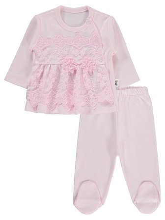 Civil Baby Fırfır Tüllü 1-9 Ay Pijama Takımı - Pembe