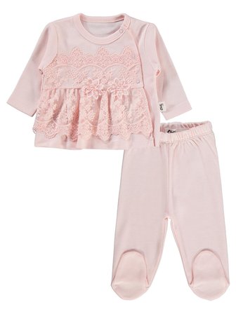 Civil Baby Fırfır Tüllü 1-9 Ay Pijama Takımı - Pudra