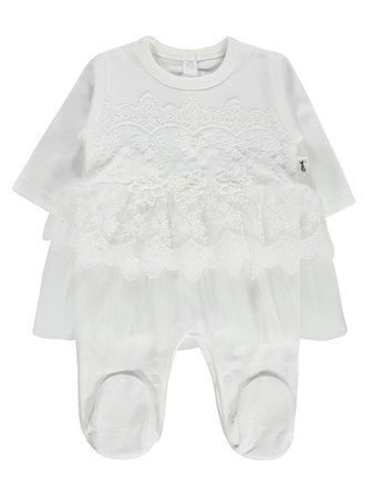 Civil Baby Fırfır Tüllü 1-9 Ay Tulum - Ekru