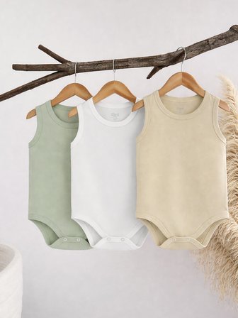 Civil Baby 3'lü Karışık Renk 3-36 Ay Çıtçıtlı Badi - Bej