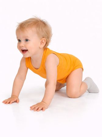 Civil Baby 3'lü Düz Sıfır Kol 0-36 Ay Çıtçıtlı Badi - Turuncu