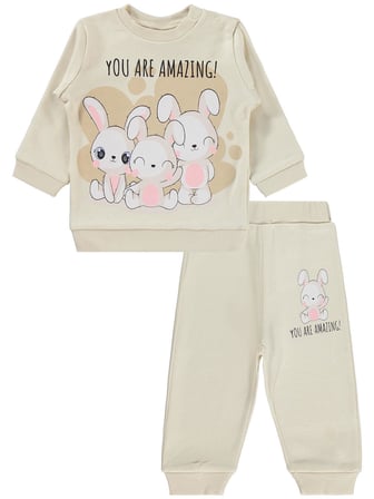 Civil Baby Tavşanlar Baskılı 6-18 Ay Takım - Fil Dişi